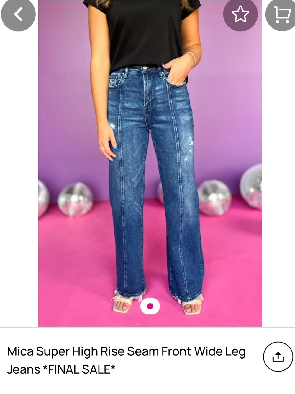 Super High-Rise Seam-Front Wide Leg Jeans - Indigo Blue NWT